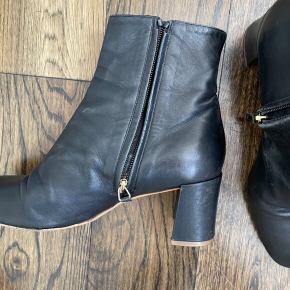 Mansur Gavriel Black Leather Ankle Boots Block Heel Size 39.5 - Picture 5 of 12